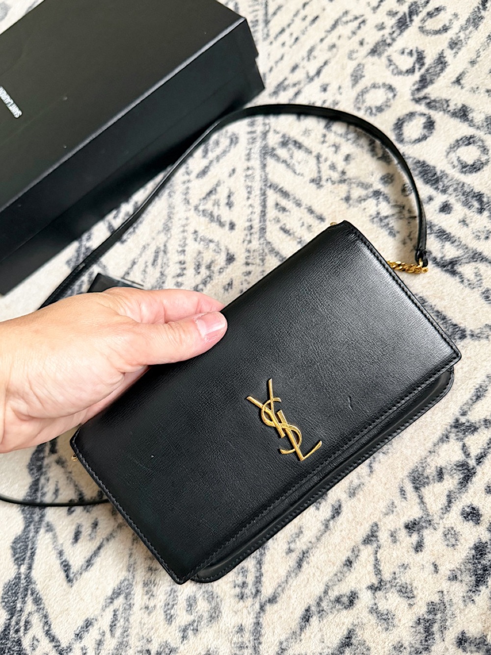 SOLD❗️YSL Cassandre mini black gold monogram chain crossbody bag phone holder - Picture 10 of 14